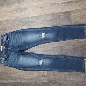 Kancan Women’s Size 5 Distressed Jeans  Raw Hem Stretch